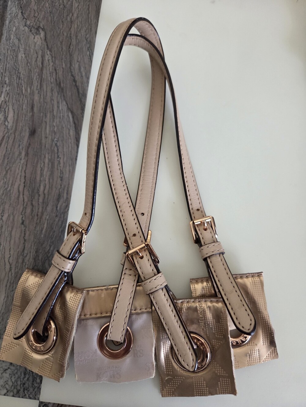 Michael Kors Metallic Tote Bag's 2 STRAPS Attached on  4 Gold Hardwares